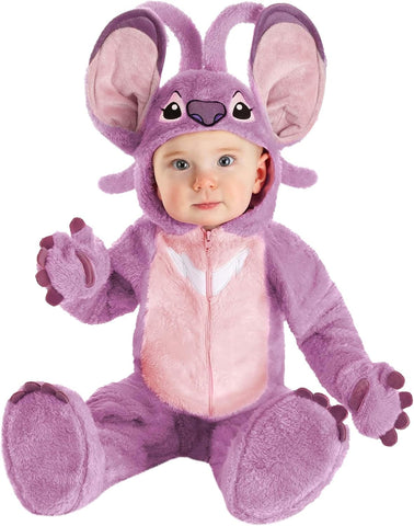 Disney's Lilo & Stitch Angel Costume For Infants | Officially Licensed Plush Pink Jumpsuit With Hood And Booties