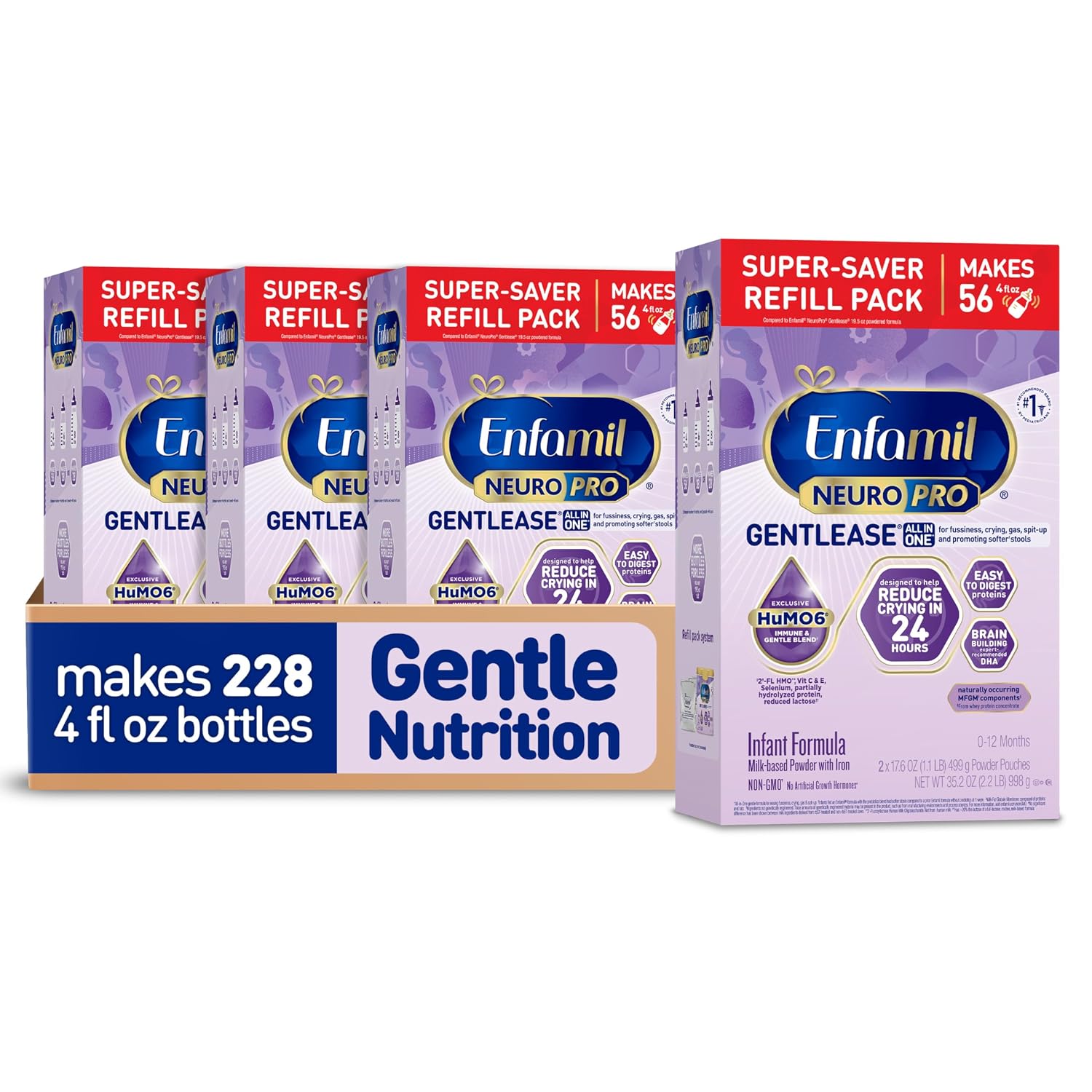 Enfamil NeuroPro Gentlease Baby Formula for Easing Fussiness, 35.2 Oz, 4 CT