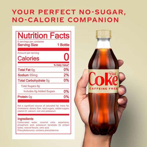 Diet Coke Caffeine-Free Soda Soft Drink Bottles, 16.9 fl oz, 6 Pack