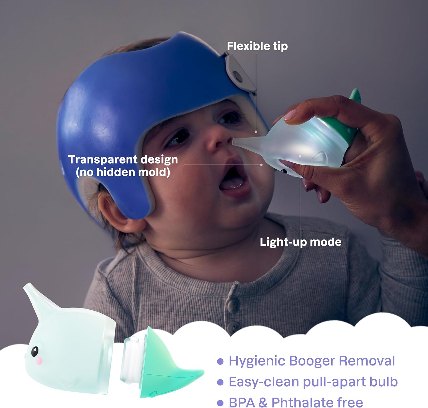 Playhouse MD Baby & Kids Nasal Aspirator, Nose Sucker with LED, Narwhal