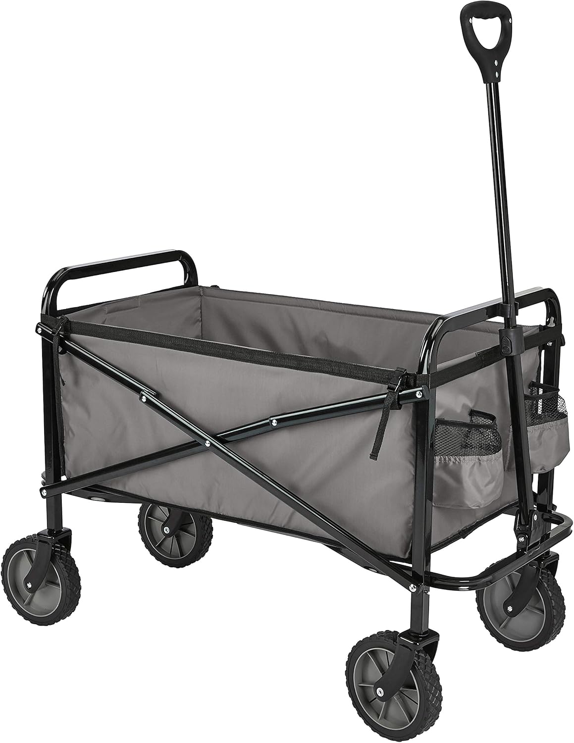 Amazon Basics Collapsible Heavy Duty Utility Wagon for Outdoor Sports, Camping, Garden, and Shopping, 265 Pounds Capacity, 27.6 x 40.9 x 20 inches, Gray