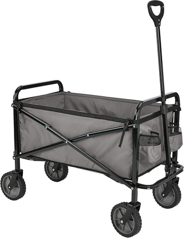 Amazon Basics Collapsible Heavy Duty Utility Wagon for Outdoor Sports, Camping, Garden, and Shopping, 265 Pounds Capacity, 27.6 x 40.9 x 20 inches, Gray