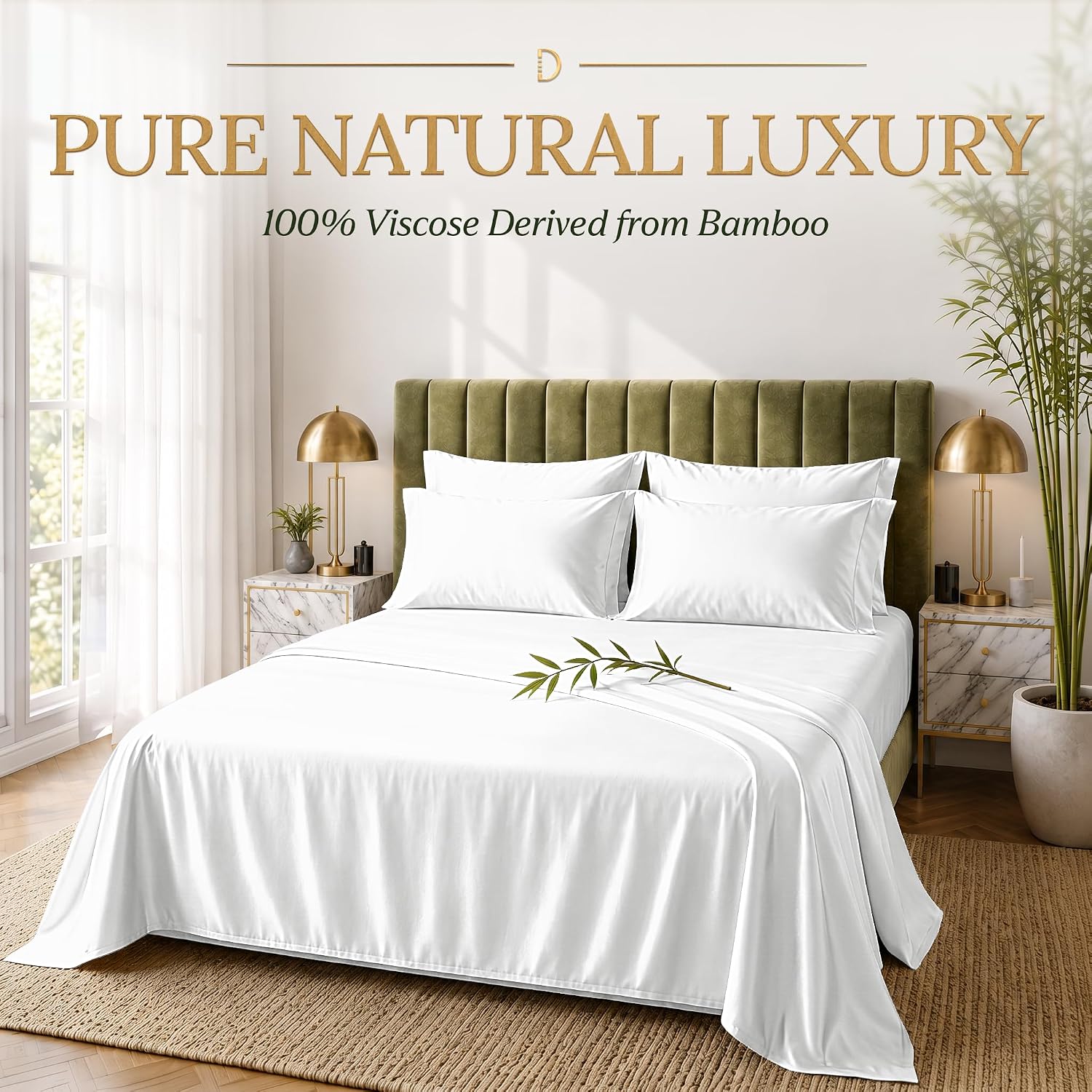 DECOLURE 100% Viscose Derived from Bamboo Sheets King Size | 6 Pc Bed Set