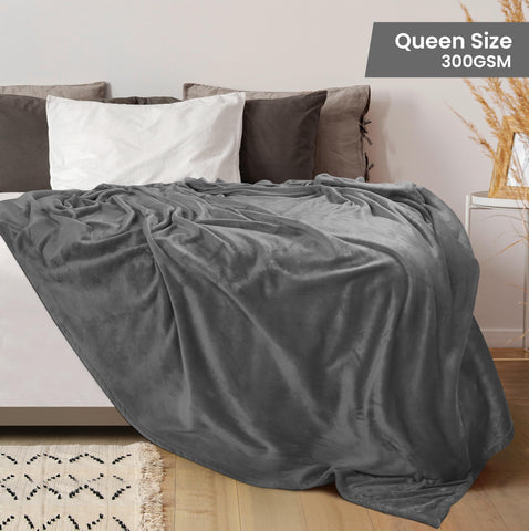 Utopia Bedding Fleece Blanket Queen Size Grey 300GSM Luxury Bed Blanket Anti-Static Fuzzy Soft Blanket Microfiber (90x90 Inches)