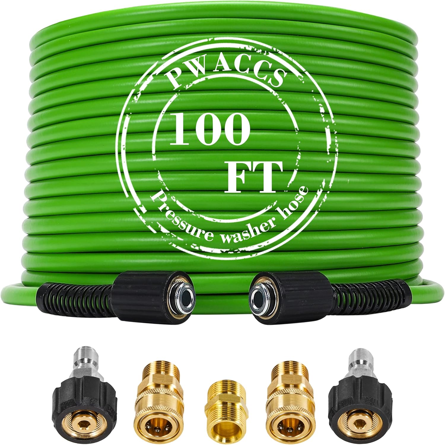PWACCS Pressure Washer Hose, 100 FT x 1/4", M22 Fittings