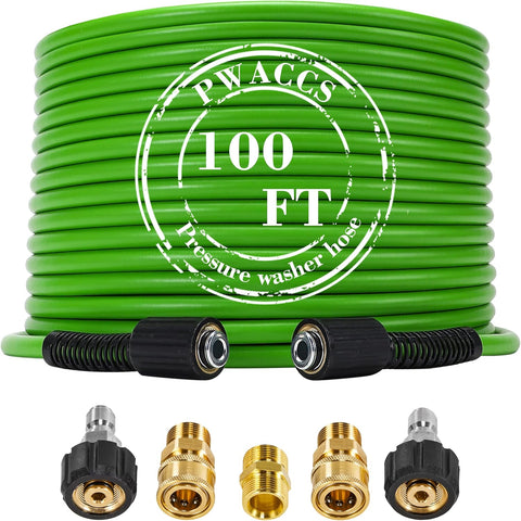 PWACCS Pressure Washer Hose, 100 FT x 1/4", M22 Fittings