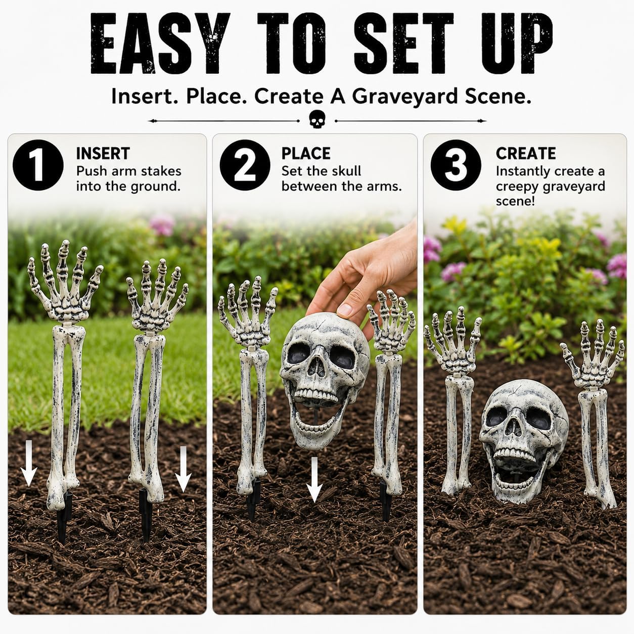 AISENO Realistic Skeleton Stakes Halloween Decorations for Lawn Stakes Garden Halloween Skeleton Decoration Outdoor