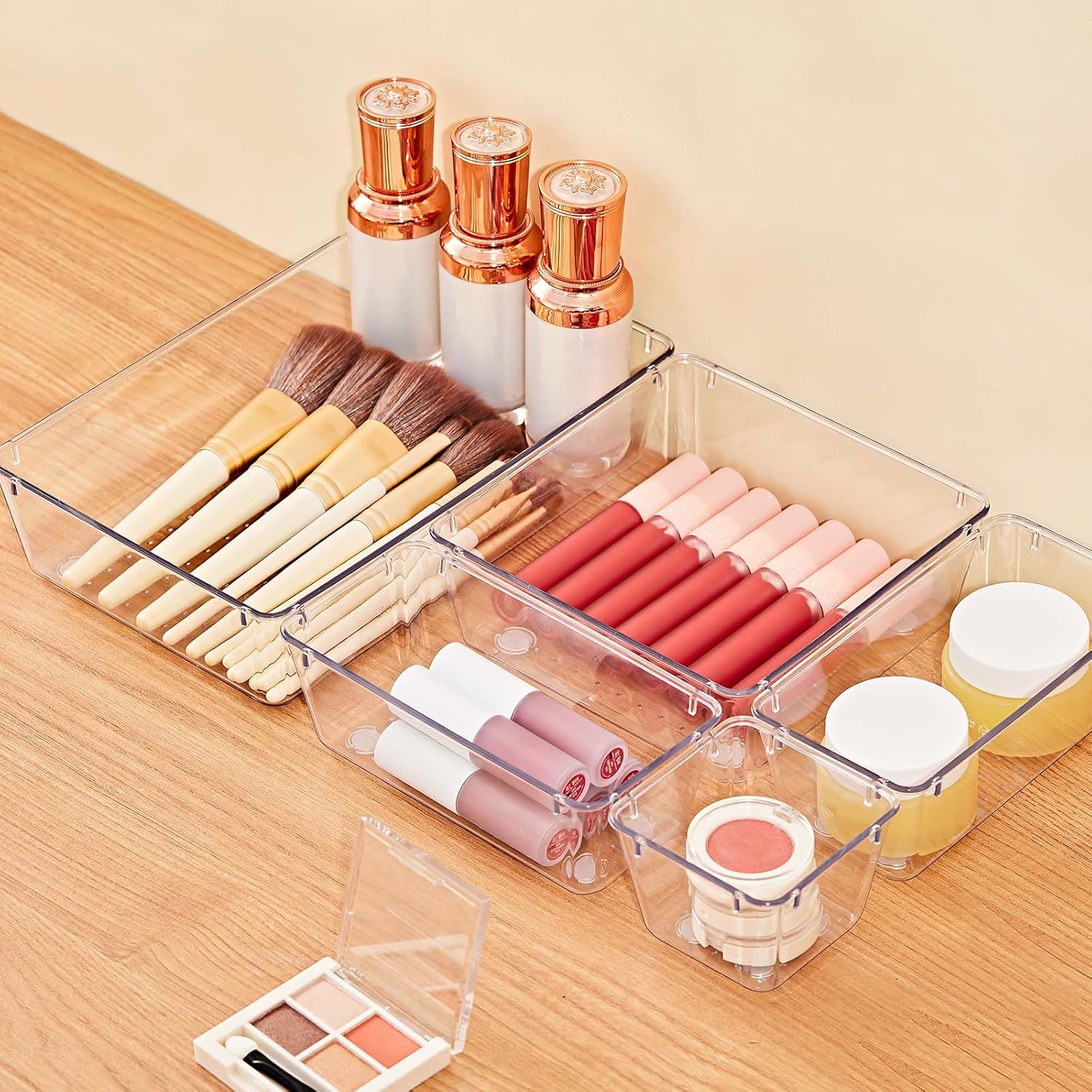 SMARTAKE 13-Piece Drawer Organizers with Non-Slip Silicone Pads, 5-Size