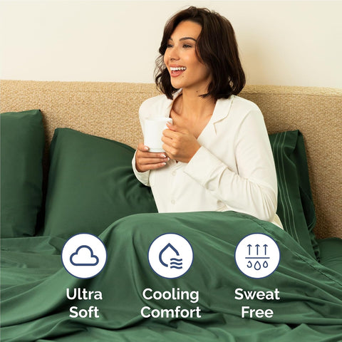 Full Size 4 Piece Sheet Set - Breathable & Cooling Sheets - Emerald Green