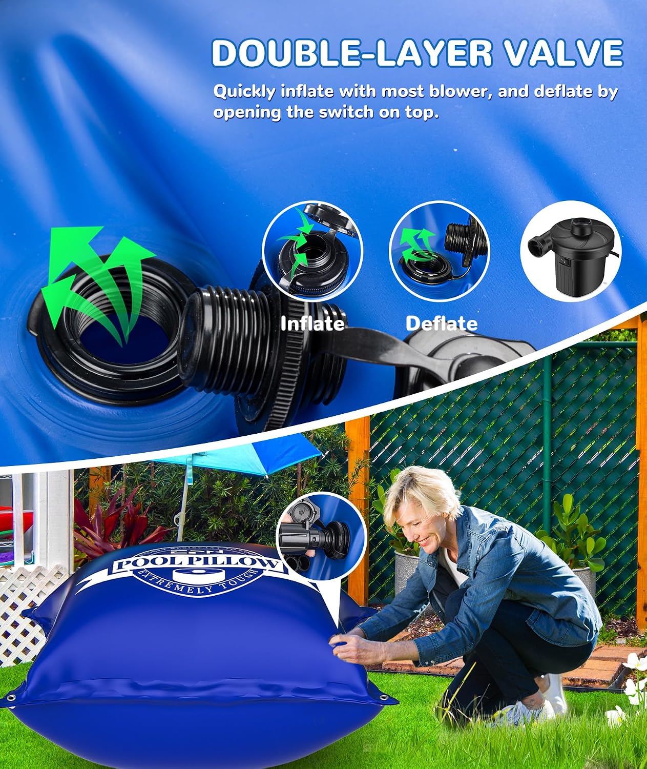EPN Pool Pillows for Above Ground Pools, 8 x 8FT Winterizing Pool Pillow