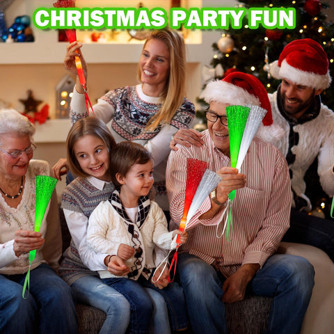 Christmas Light Up Fiber Optic Wand Party Favors Supplies for Kids-12 Pack