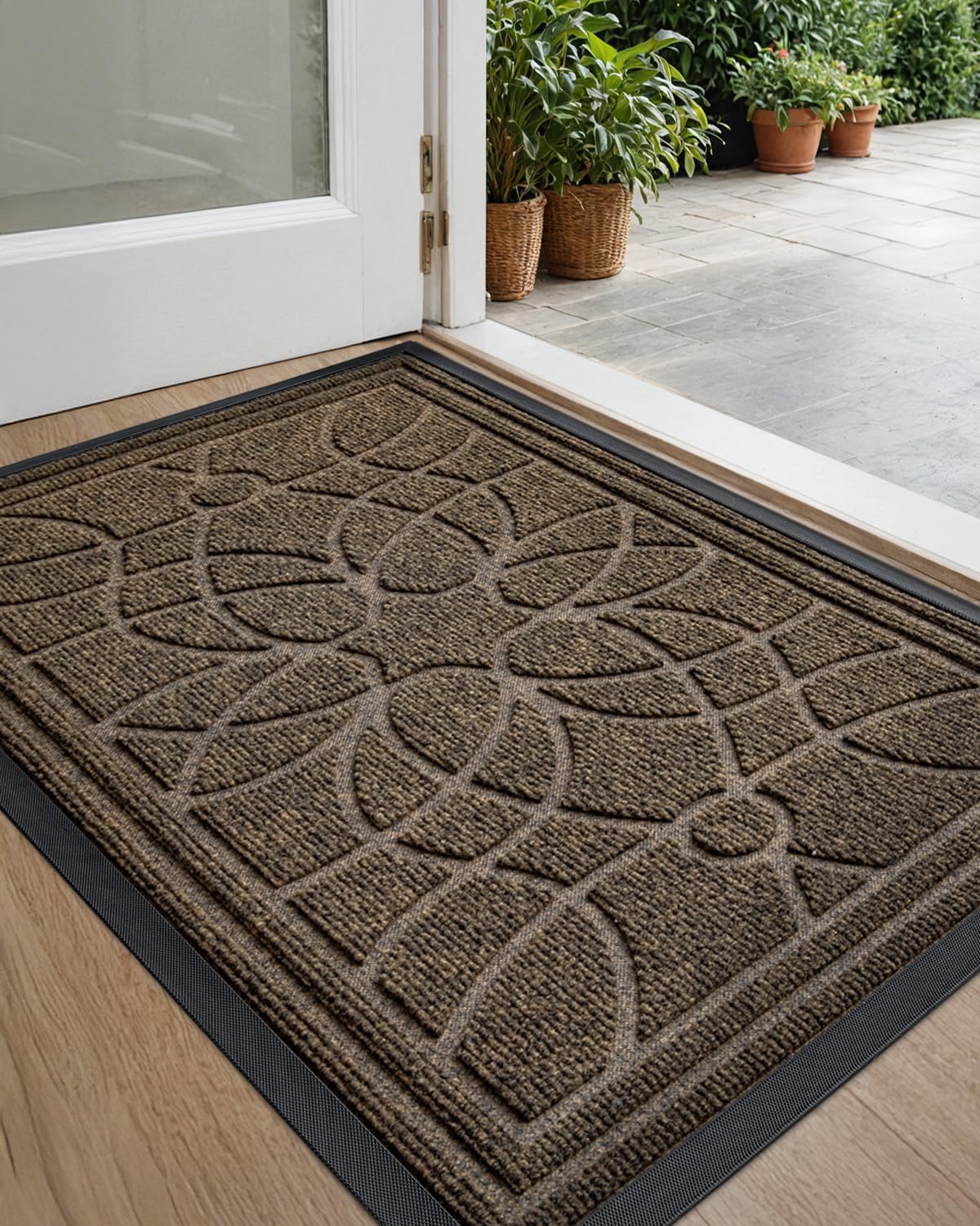 DEXI Front Door Mat Outside Entrance 24x36, Heavy Duty Non Slip, Brown