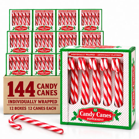 Candy Cane Peppermint Classic Red & White - Individually Wrapped (120 Count, Peppermint)