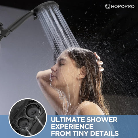 HOPOPRO 7-Mode High Pressure Hand Shower Head with Power Wash, Matte Black