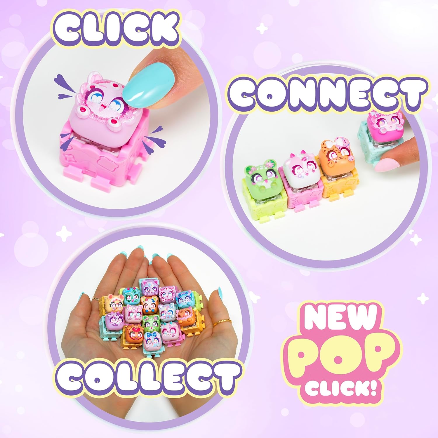 Clickeez Series 3 5-Pack | 5 Collectible Character Keyboard Keys Click and Clack | Create Your Own Keychain | Ages 6+
