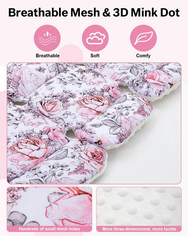 Infant Car Seat Insert with Extra Headrest, Adjustable Carseat Head Support for Preemie to Toddler, 2 in 1 Breathable Air Mesh Car Seat Insert for Newborn, Mink Dot Baby Car Seat Cushion for Stroller