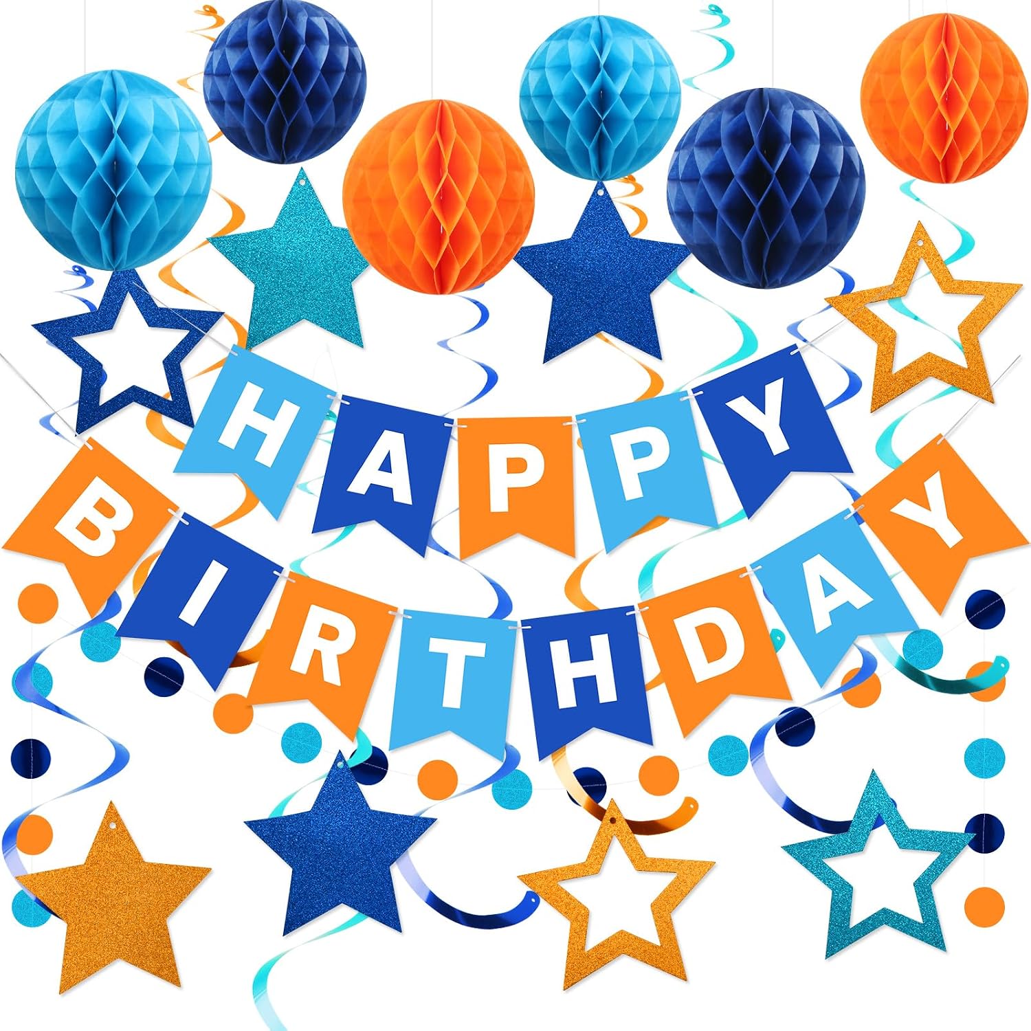 meowtastic Birthday Decorations Happy Birthday Banner with Honeycomb Balls