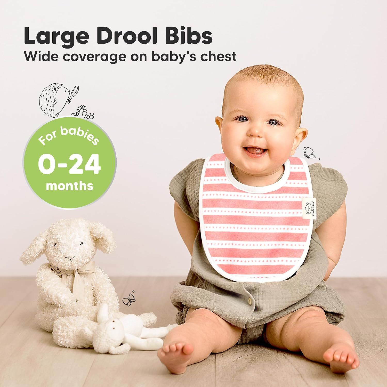 KeaBabies 8-Pack Organic Baby Bibs for Drooling and Teething (Sweet Charm)