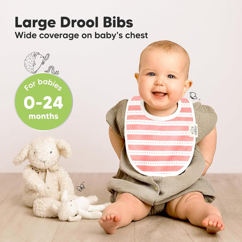 KeaBabies 8-Pack Organic Baby Bibs for Drooling and Teething (Sweet Charm)