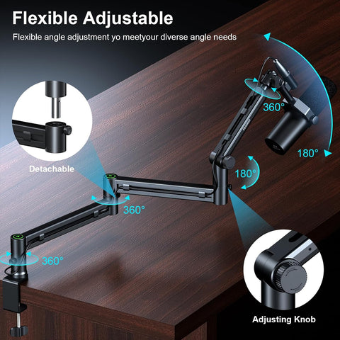 Microphone Arm,Aokeo AK-58i Desk Low Profile Mic Boom Arm Stand,Suitable For Blue Yeti,Snowball iCE,HyperX QuadCast,SoloCast,Elgato Wave,Etc