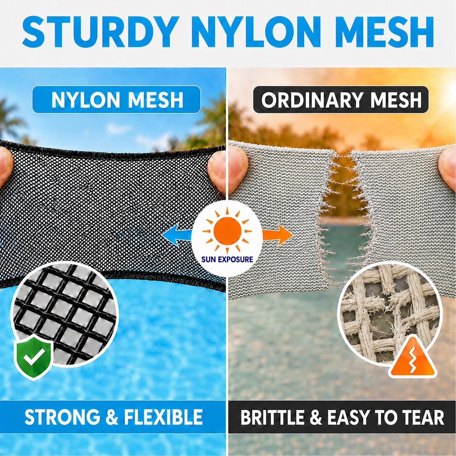 TidyMister Pool Skimmer Net with Self-Repair Fine Nylon Mesh Bag, Pool Leaf Rake for Above Ground Pools & In-ground Pools, Pool Nets for Cleaning - Original Series(No Pole)