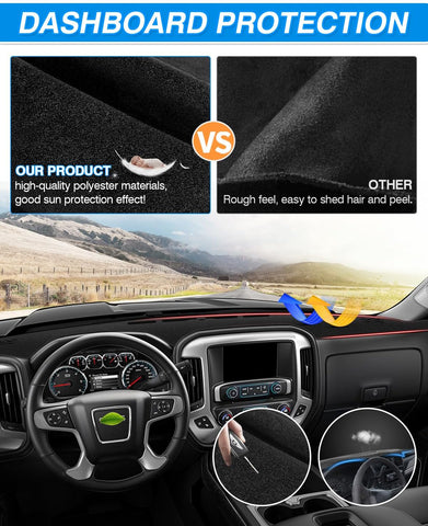 Cartist Black Dash Cover for 2014-2018 Chevrolet Chevy Silverado/GMC Sierra