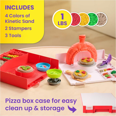 Kinetic Sand SquishPizza Playset, Moldable Play Sand Sensory Toys, Ages 5+