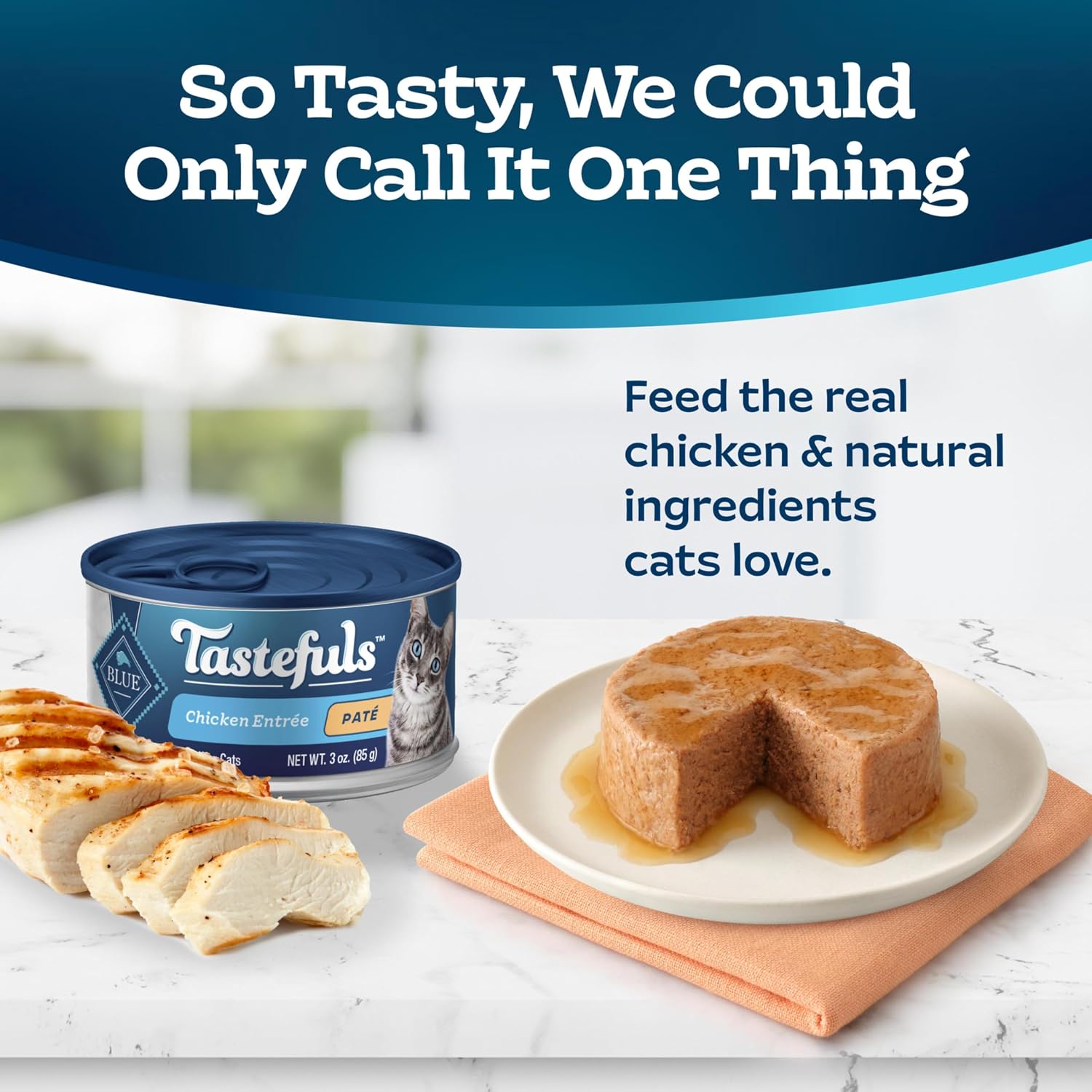 Blue Buffalo Tastefuls Chicken Paté Wet Cat Food for Adult Cats, Real Chicken First, Made with Natural Ingredients Enhanced with Vitamins, Minerals & Other Nutrients, 3-Ounce