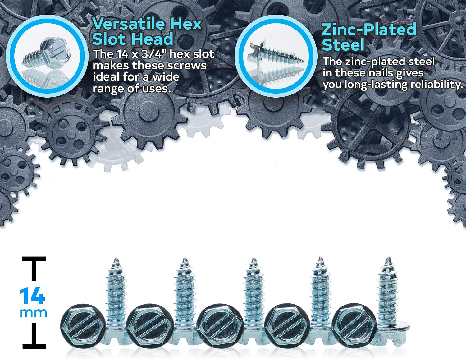 Au-ve-co 1000 Bulk Zinc Plated License Plate TAG Screws Hex Head Car Dealer Lot Self