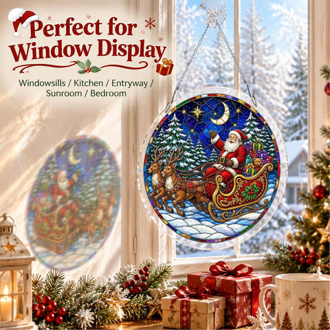 Santa Claus Acrylic Puzzle Suncatcher for DIY Window Decor 9.8"