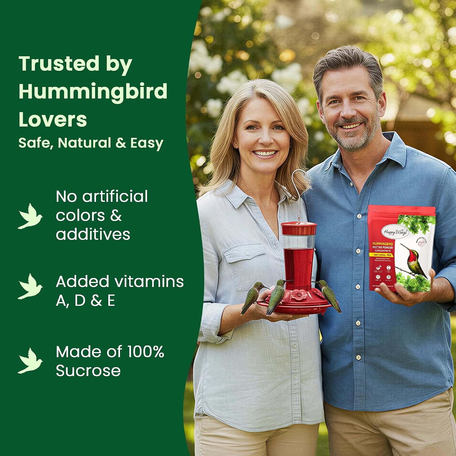Happy Wings 2 LB Natural Unflavored Hummingbird Nectar Powder Concentrate.