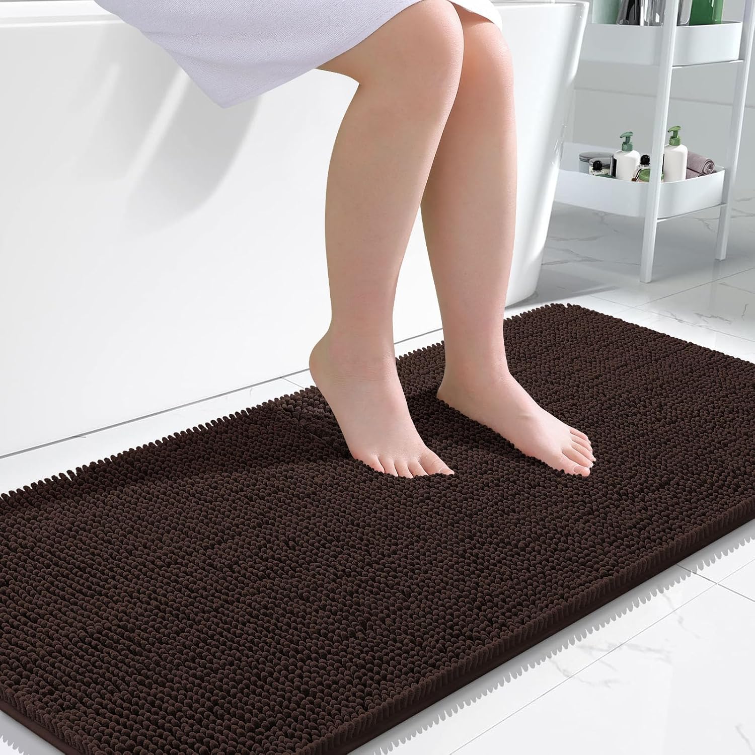 OLANLY Bathroom Runner Rugs 47x24, Extra Soft Absorbent Chenille Bath Rugs