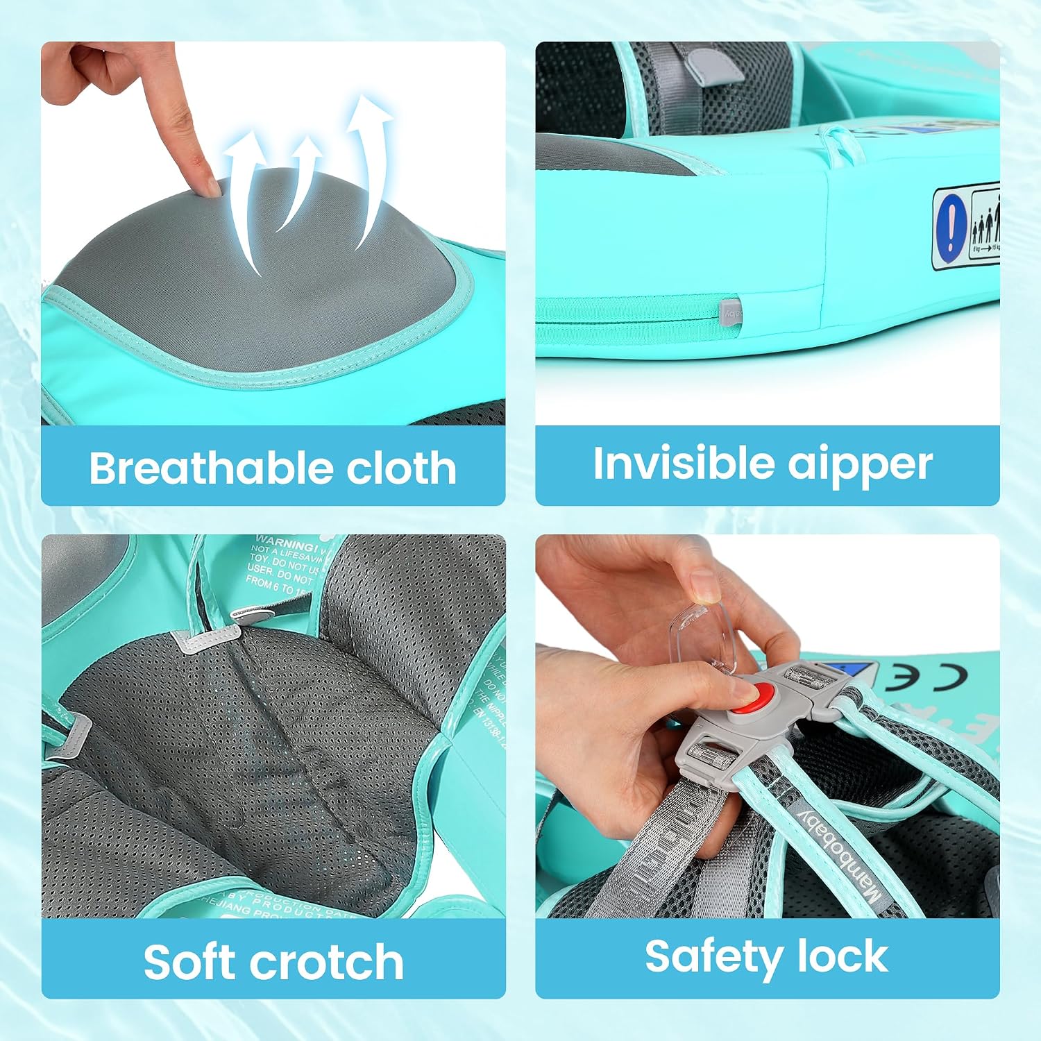 Mambobaby Float with Canopy, UPF 50+ Baby Swim Float