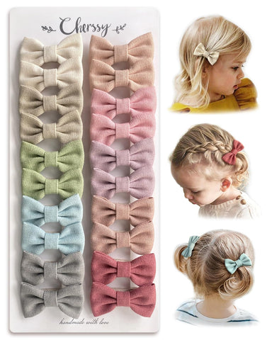 Cherssy 2" Hair Bow Clips for Girls, 20pcs Neutral Toddler Hair Clips
