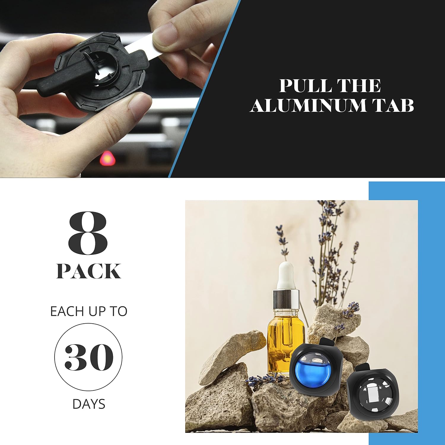 DRIVEJOY Car Air Freshener Vent Clips, 8 PK, 6 Ocean, 2 New Car Scent, Long Lasting Air Fresheners for Men & Women, Up to 240 Days, Odor Eliminator