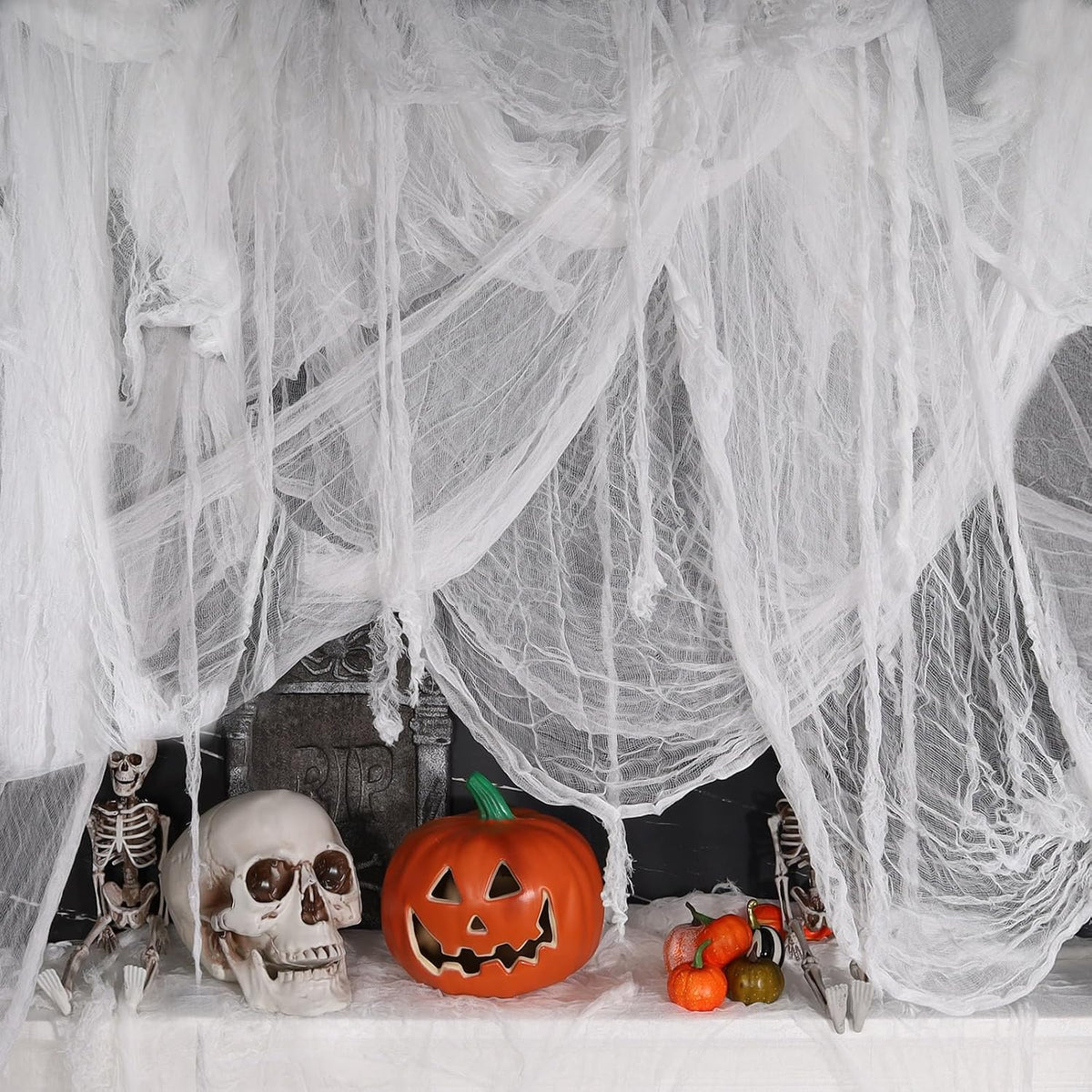 410 x 80 in Halloween Creepy Cloth for Yard and Outdoor Decorations,White