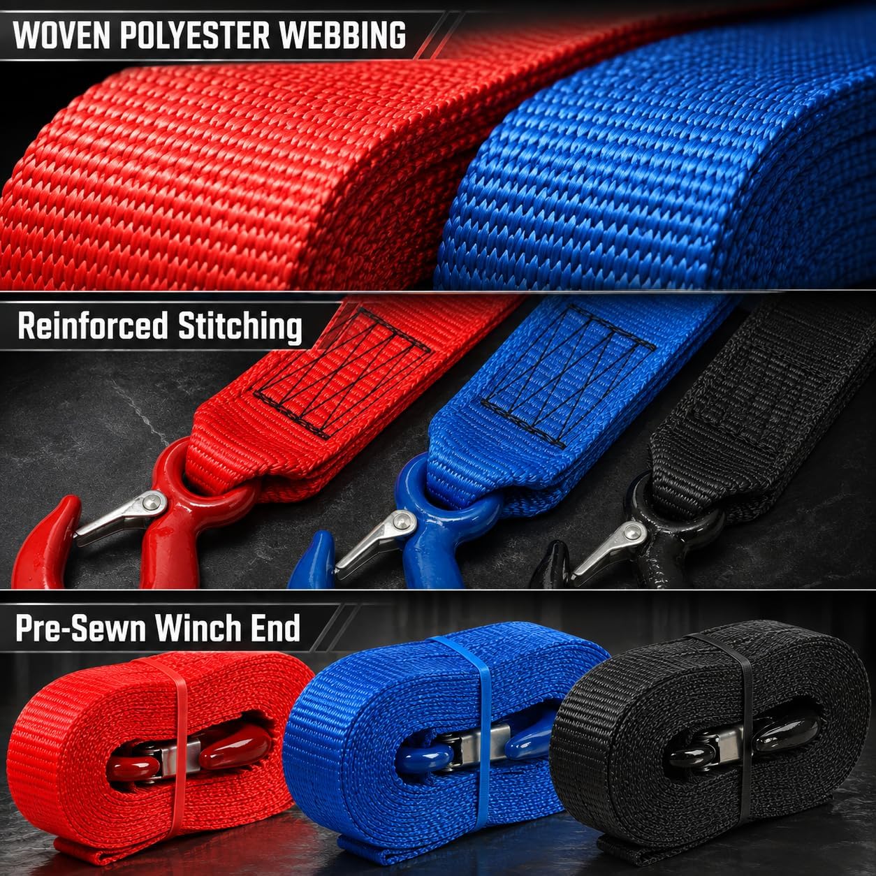 Boat Trailer Winch Strap with Hook 2" x 20'- 10,816lbs Breaking Strength Heavy Duty Hand Crank Strap Replacement for Boat and Jet Ski, Automotive Towing Boat Trailer Strap