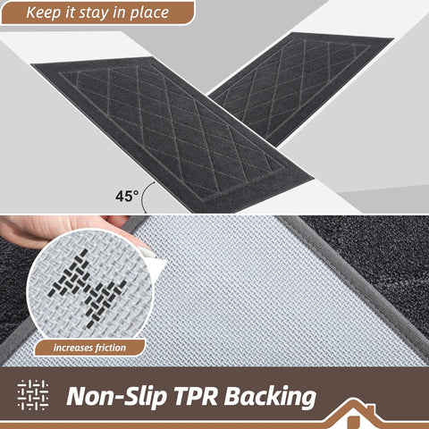 BEQHAUSE Dirt Trapper Door Mat 24" x 60", Doormat Non-Slip, Dark Grey