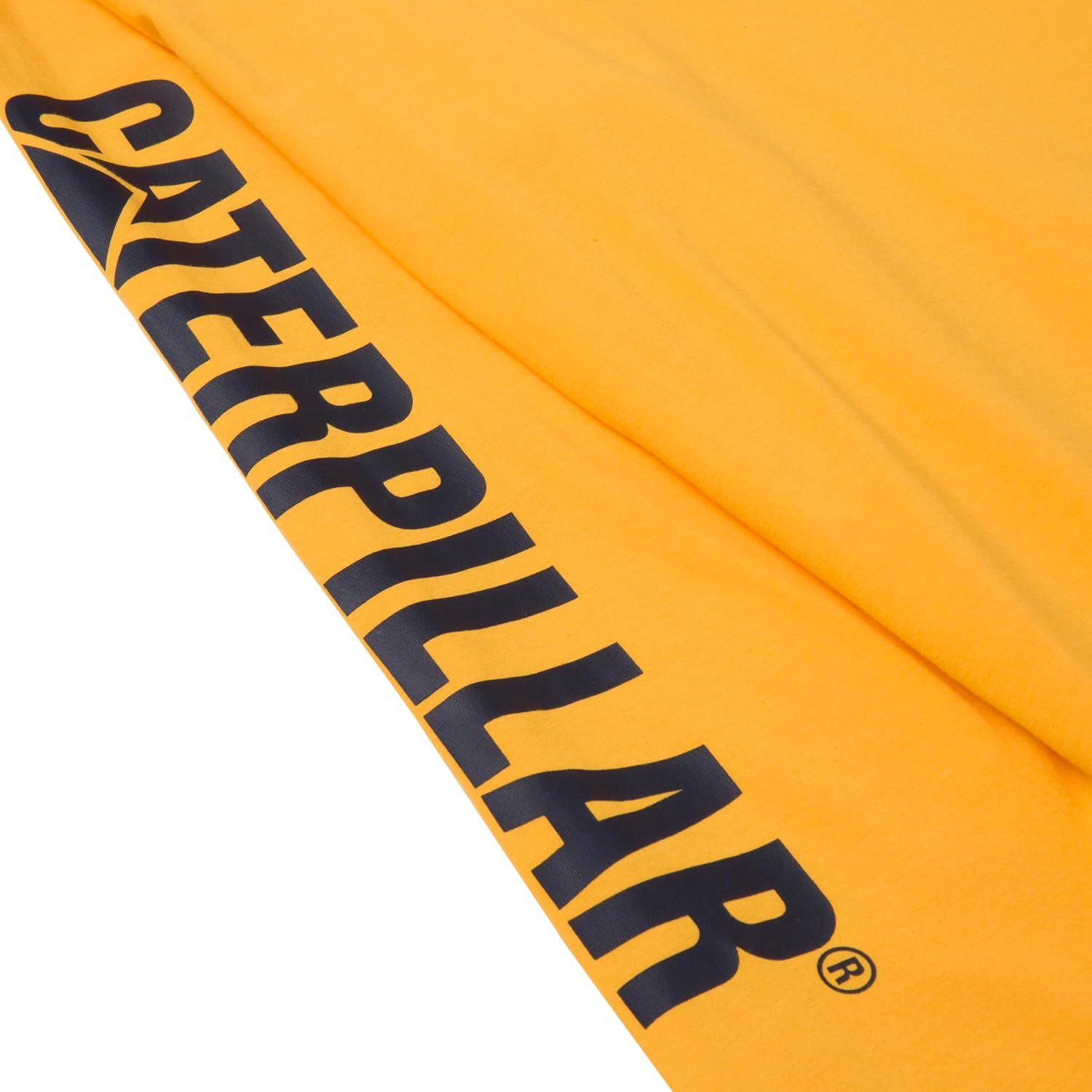 Caterpillar Trademark Banner Long Sleeve Tee Shirts for Men with Center Back Neck Wire Management Loop and Cat Workwear Logo