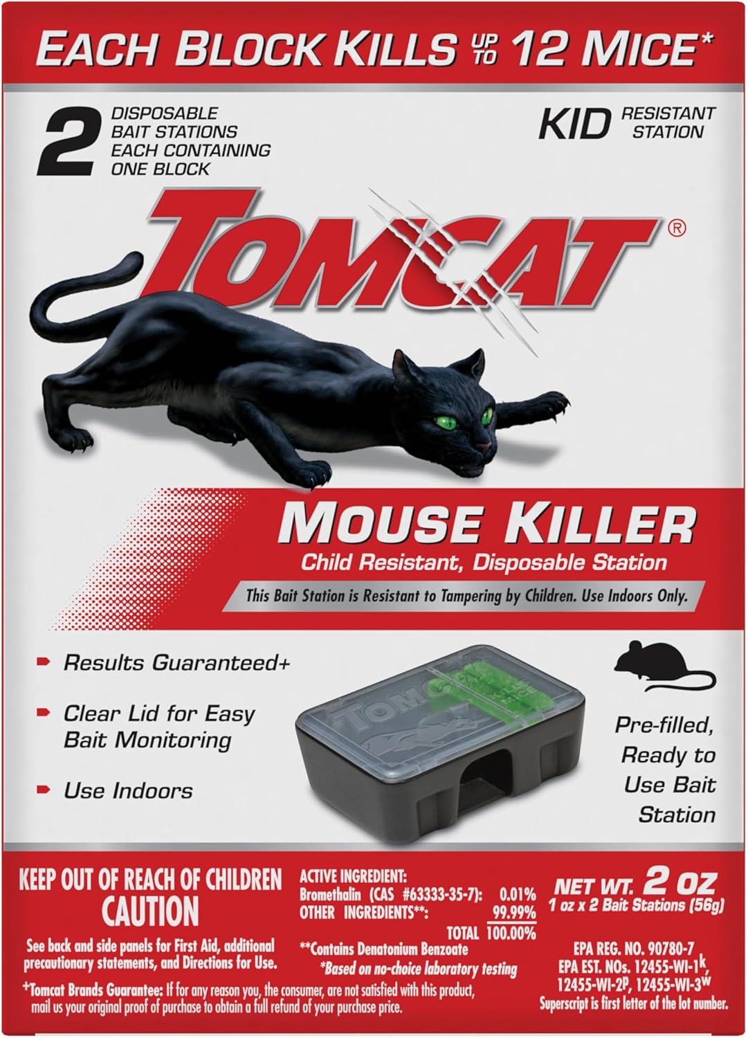 Tomcat Mouse Killer, Child Resistant, Disposable Station, 2 Stations