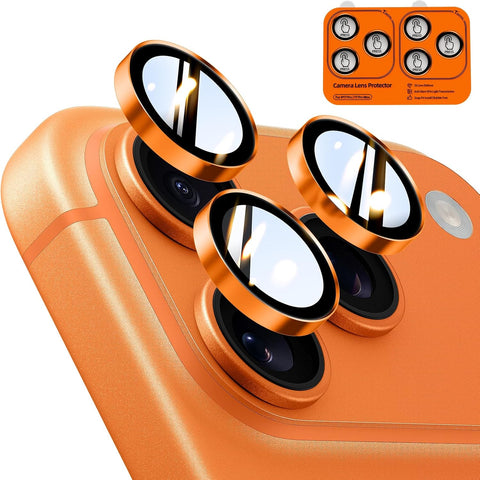 TOCOL Camera Lens Protector for iPhone 17 Pro Max/iPhone 17 Pro Tempered Glass HD Individual Scratch Resistant Camera Cover Accessories Case Friendly 2 Pack（Orange）