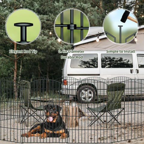 10 Panel No Dig Metal Garden Fence 32"H x 23.6'L Dog Fence Outdoor for Yard