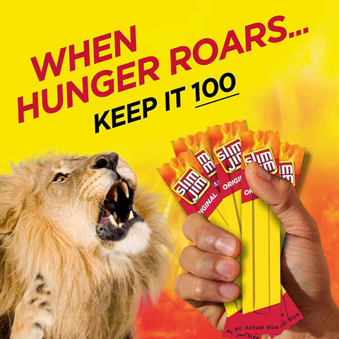 Slim Jim Smoked Jerky Snack Sticks, Original Flavor, 0.28 oz., 100-ct