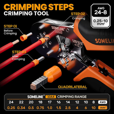 SOMELINE Ferrule Crimping Tool Kit, 24-8 AWG Crimper, 9 Sizes Wire Ferrules