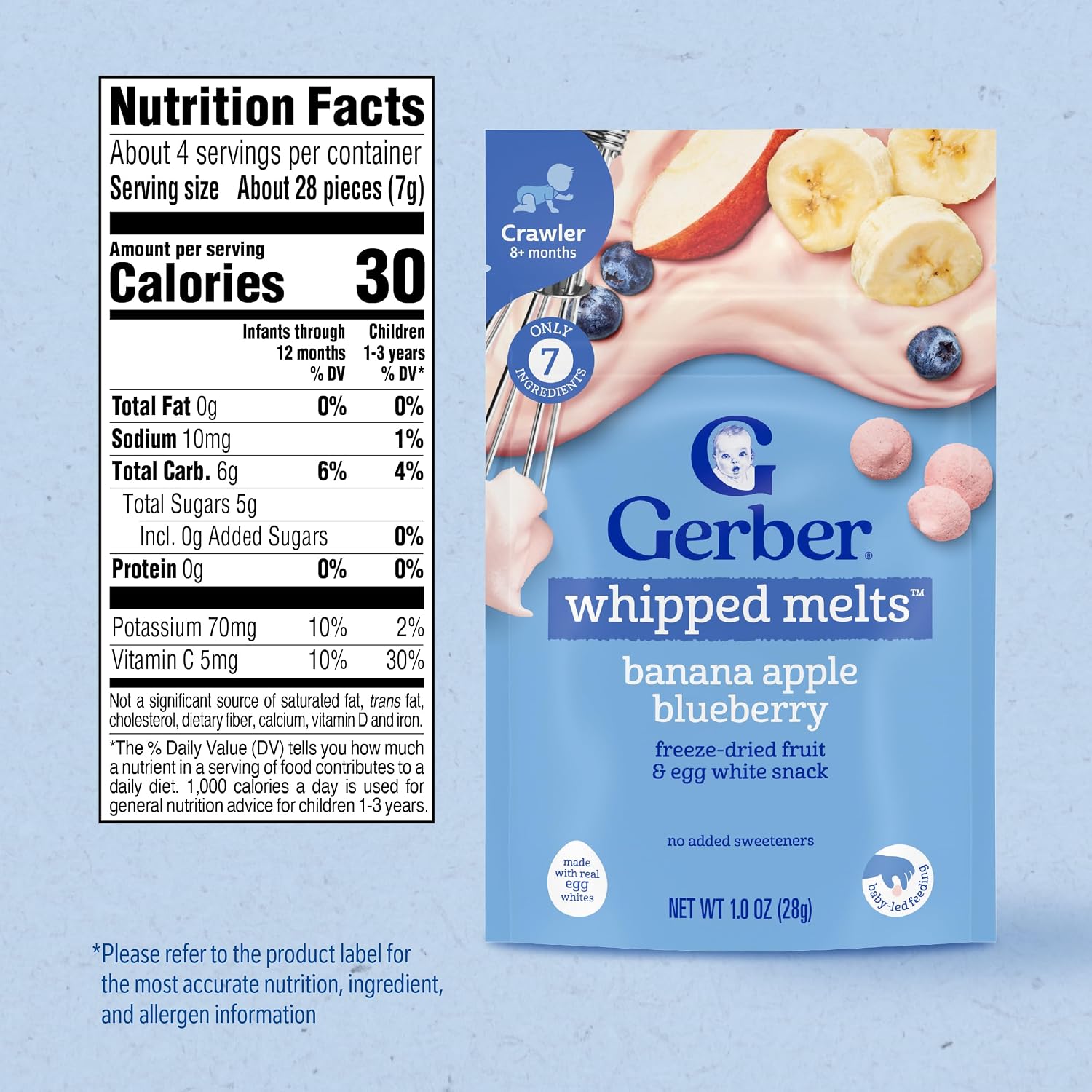 Gerber Stage 3 Banana Apple Blueberry Whipped Melts, 1 Oz, 7 Pack