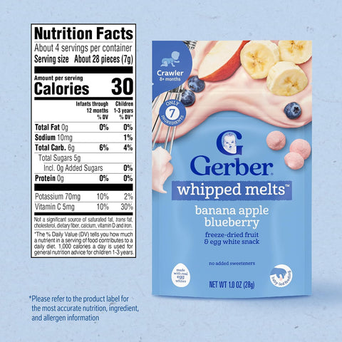 Gerber Stage 3 Banana Apple Blueberry Whipped Melts, 1 Oz, 7 Pack