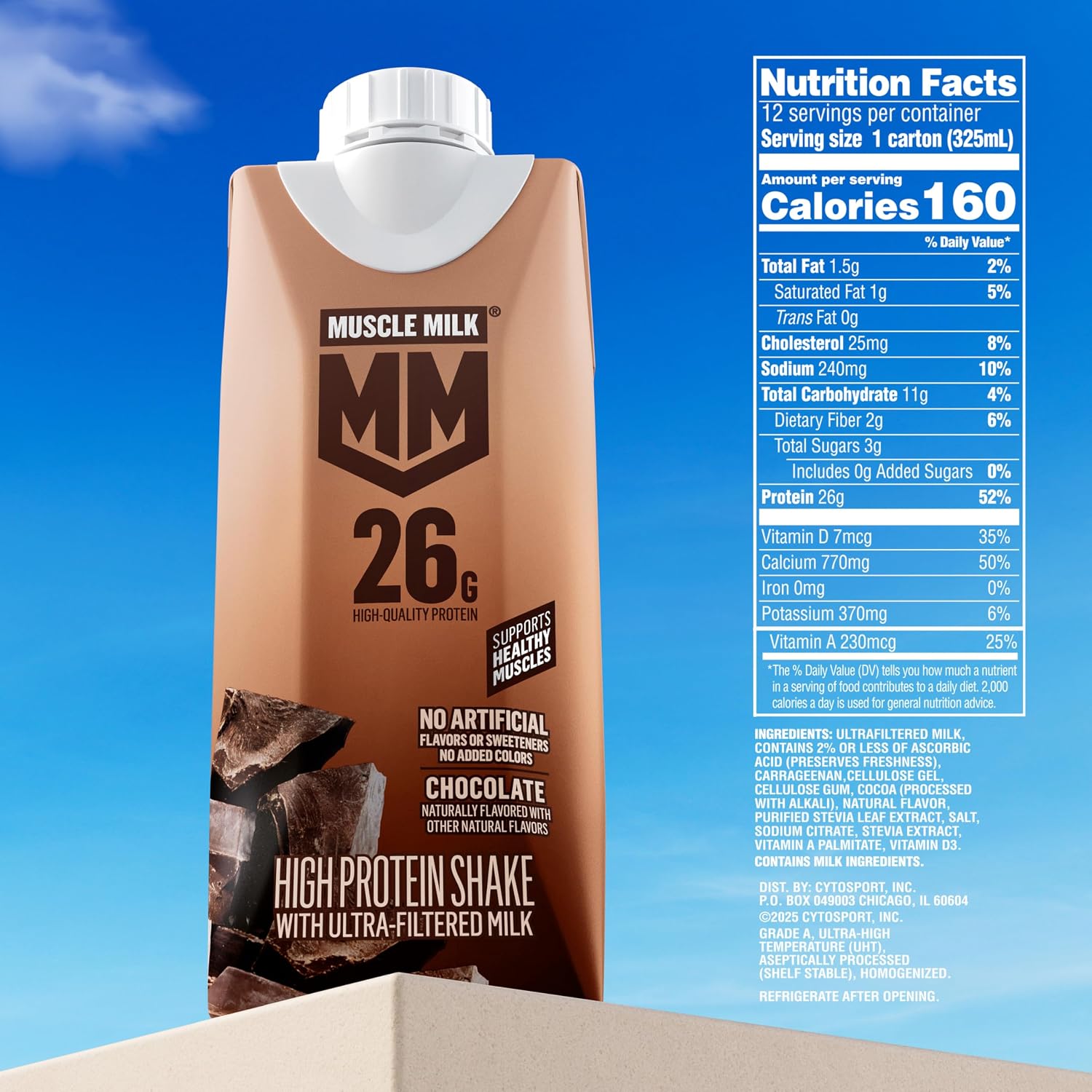 Muscle Milk High Protein Shake, Chocolate, 11 fl oz Cartons (12 Pack)