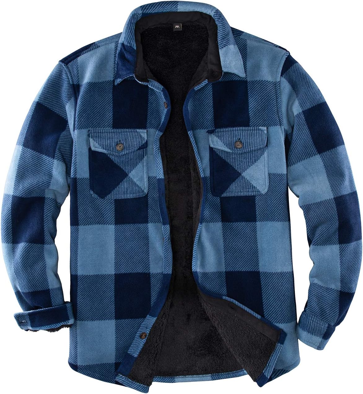 ZENTHACE Men's Warm Sherpa Lined Plaid Shirt Jacket