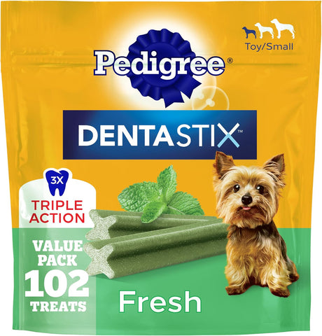 Pedigree Dentastix Small & Toy Breed Dental Dog Treats, Fresh, 102 Count