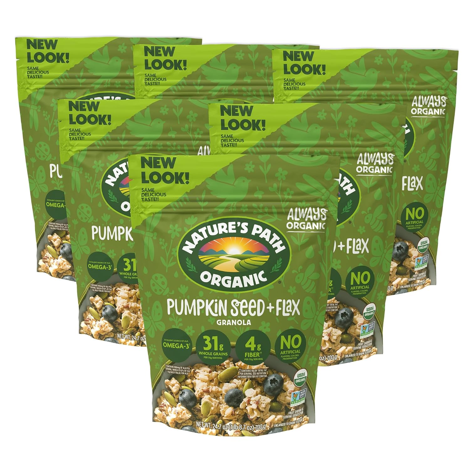 Nature's Path Organic Pumpkin Seed + Flax Granola, 24.7 oz (Pack of 6), Non-GMO